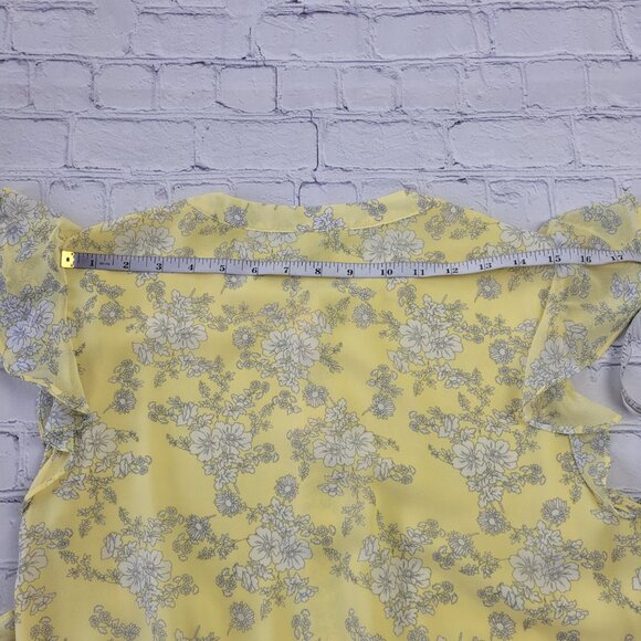 NWT 1.STATE yellow Floral Ruffle Skirt short sleeve mini Dress size M - Picture 6 of 11